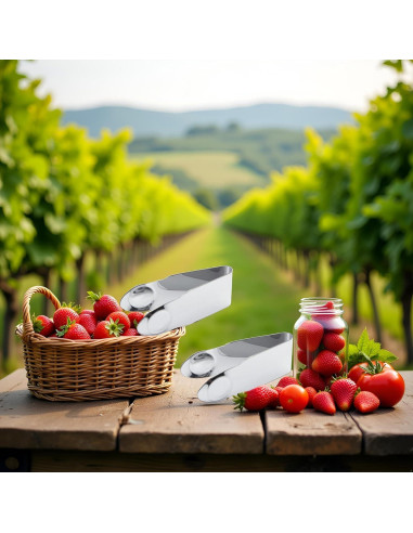 Removedor de Tallos de Fresa ZhangyiHot Acero Inoxidable 2 Pcs