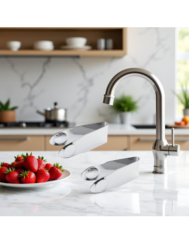 Removedor de Tallos de Fresa ZhangyiHot Acero Inoxidable 2 Pcs