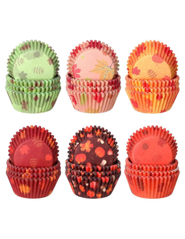 600 Forros de Cupcake Desechables CHENGU Otoño Calabaza