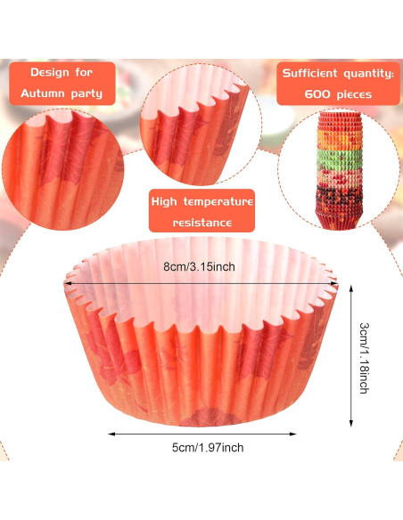 600 Forros de Cupcake Desechables CHENGU Otoño Calabaza 600 Forros de Cupcake Desechables CHENGU Otoño Calabaza