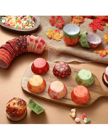 600 Forros de Cupcake Desechables CHENGU Otoño Calabaza