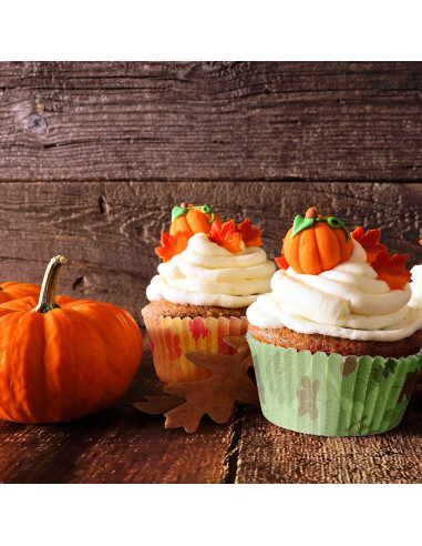 600 Forros de Cupcake Desechables CHENGU Otoño Calabaza