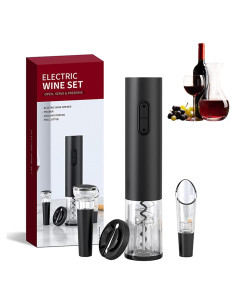 Juego de Abridor de Vino Eléctrico 4 en 1 Rikuy - Negro