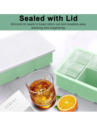 Bandeja de Hielo Grande Deeoutlife 2 Pack Silicona 6 Cubos