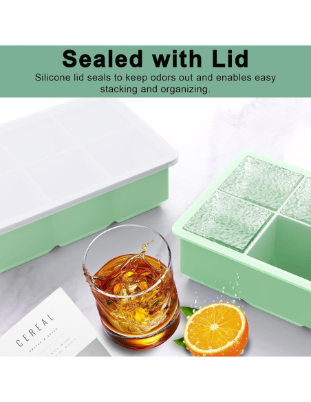 Bandeja de Hielo Grande Deeoutlife 2 Pack Silicona 6 Cubos