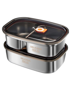 Caja Bento Acero Inoxidable Kabbas 1.2L y 1.7L Hermética