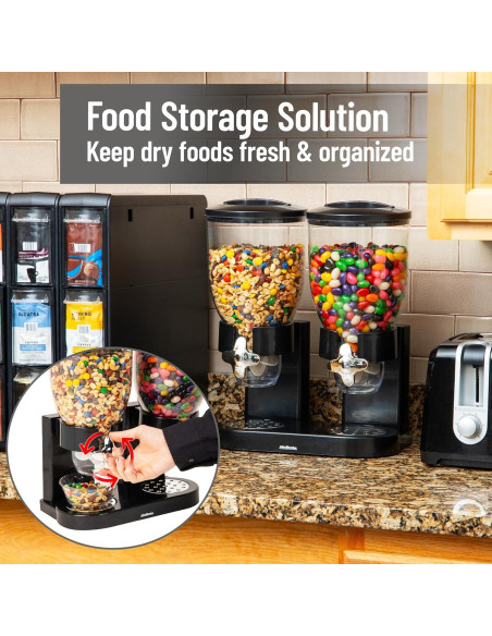 Dispensador de Cereal Doble Mind Reader 2x3.5L Hermético Negro