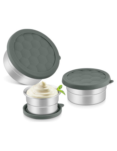 Contenedores de Acero Inoxidable Leonyo 3 Piezas 90ml 180ml 380ml