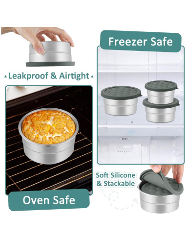 Contenedores de Acero Inoxidable Leonyo 3 Piezas 90ml 180ml 380ml