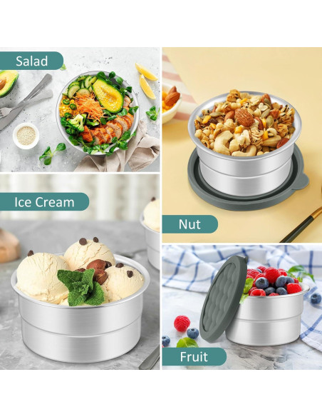 Contenedores de Acero Inoxidable Leonyo 3 Piezas 90ml 180ml 380ml