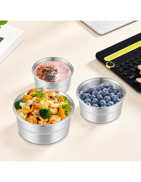 Contenedores de Acero Inoxidable Leonyo 3 Piezas 90ml 180ml 380ml