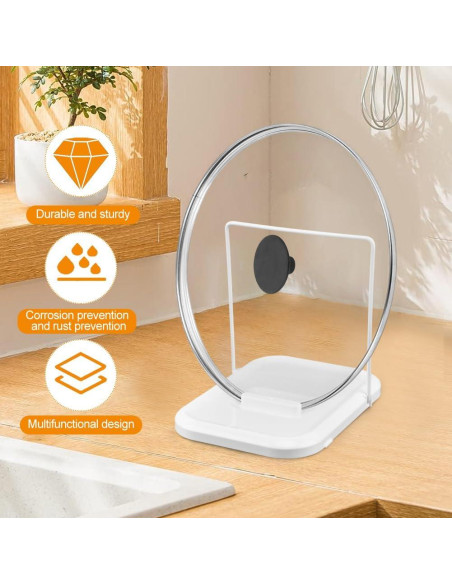 Soporte Plegable para Tapa de Olla HINMAYGO Blanco 19.5x15x16cm