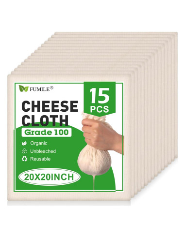 15 Paños de Queso Orgánico FUMILE 50.8x50.8 cm Reutilizables