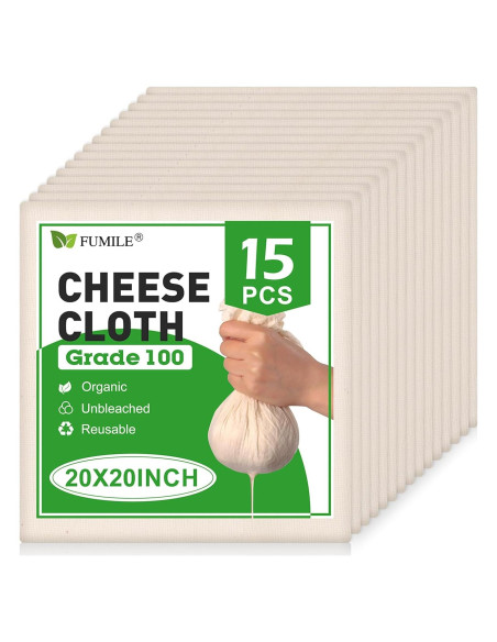 15 Paños de Queso Orgánico FUMILE 50.8x50.8 cm Reutilizables
