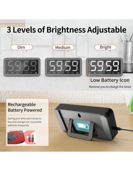 Temporizador Digital VOCOO 7.8" LED Magnético 4 Alarmas