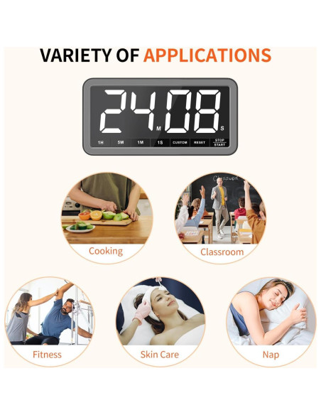 Temporizador Digital VOCOO 7.8" LED Magnético 4 Alarmas