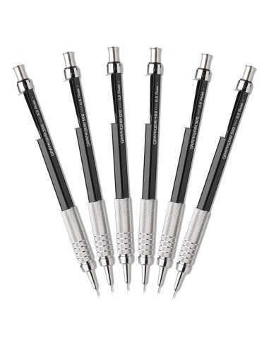 Lápiz Mecánico de Dibujo Pentel GraphGear 500, 0.5mm, Negro, 6 Unidades
