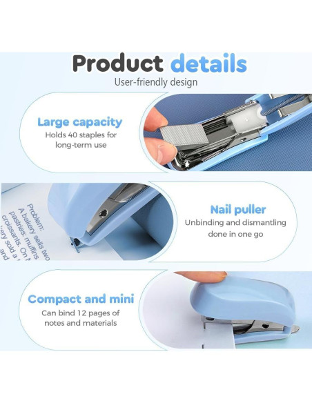 Mini Grapadora JUFFBOT Blanca con Grapas y Removedor Mini Grapadora JUFFBOT Blanca con Grapas y Removedor