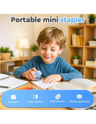 Mini Grapadora JUFFBOT Blanca con Grapas y Removedor