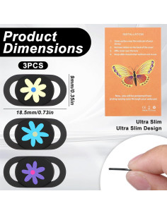 Paquete de 3 Cubiertas Deslizantes para Webcam Jxiwfvl Flores 2