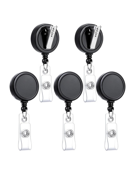 Clip de Insignia Retráctil Teskyer 5 Paquete Negro 60 cm