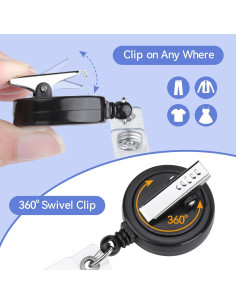 Clip de Insignia Retráctil Teskyer 5 Paquete Negro 60 cm 2