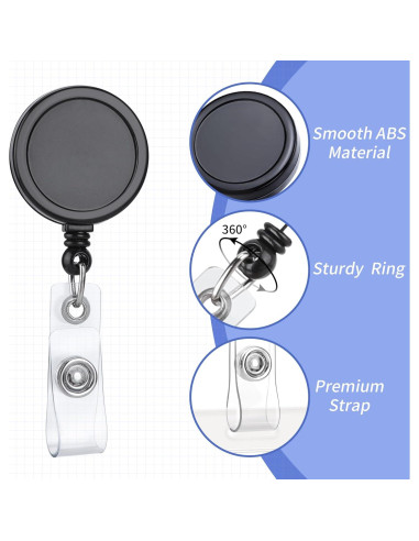 Clip de Insignia Retráctil Teskyer 5 Paquete Negro 60 cm