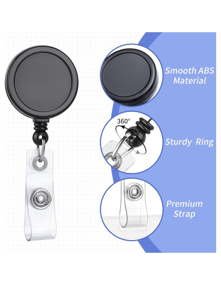 Clip de Insignia Retráctil Teskyer 5 Paquete Negro 60 cm