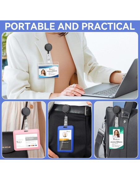 Clip de Insignia Retráctil Teskyer 5 Paquete Negro 60 cm