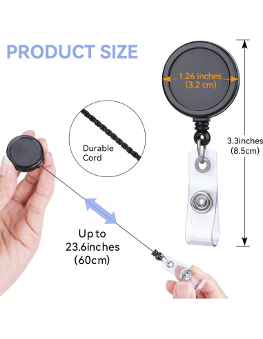 Clip de Insignia Retráctil Teskyer 5 Paquete Negro 60 cm