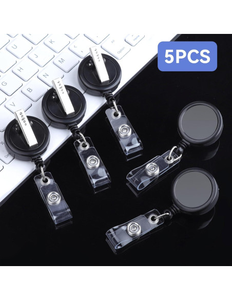 Clip de Insignia Retráctil Teskyer 5 Paquete Negro 60 cm