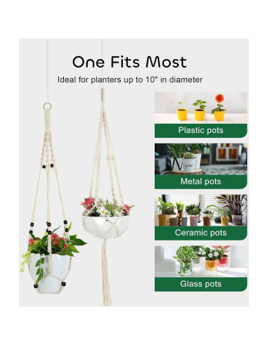 Soportes de Plantas de Macramé GROWNEER 5 Niveles Blanco