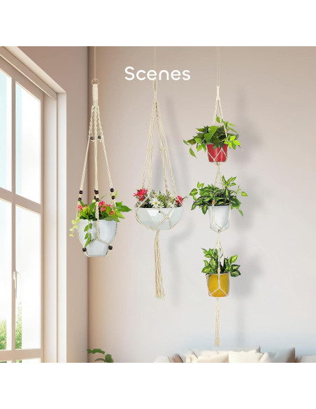 Soportes de Plantas de Macramé GROWNEER 5 Niveles Blanco