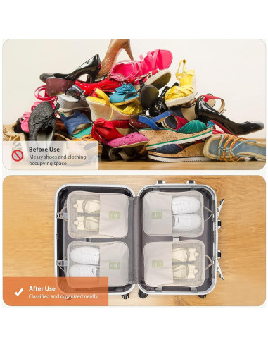 Bolsa de Zapatos de Viaje Hezelf para 3 Pares, Impermeable