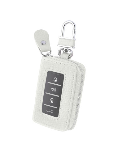 Funda de Llave de Auto SSNNUU Minimalista Cuero Blanco 8.97cm