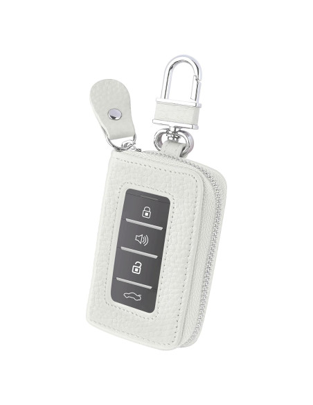 Funda de Llave de Auto SSNNUU Minimalista Cuero Blanco 8.97cm