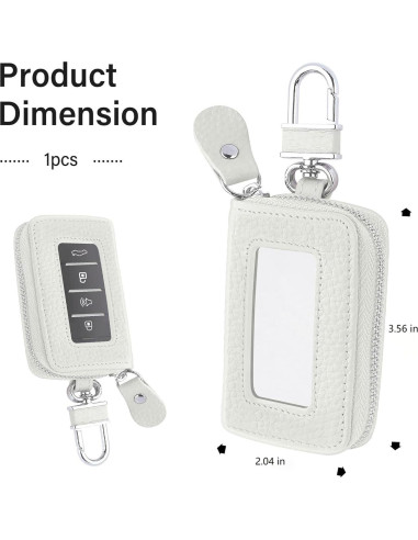 Funda de Llave de Auto SSNNUU Minimalista Cuero Blanco 8.97cm