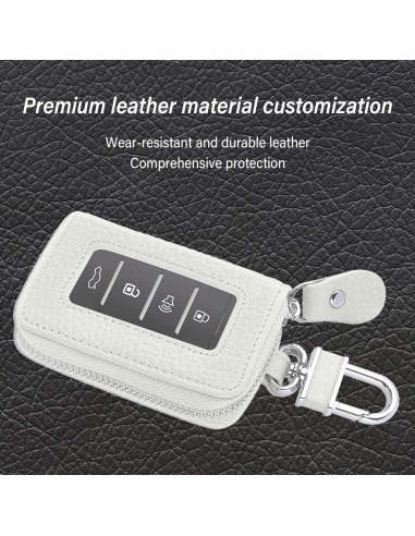 Funda de Llave de Auto SSNNUU Minimalista Cuero Blanco 8.97cm