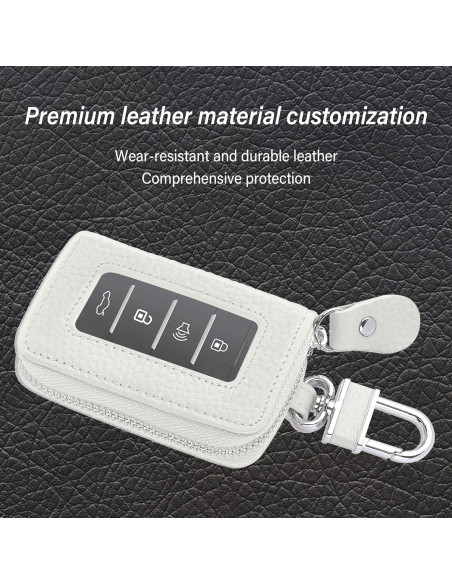 Funda de Llave de Auto SSNNUU Minimalista Cuero Blanco 8.97cm