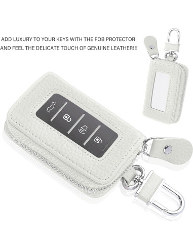 Funda de Llave de Auto SSNNUU Minimalista Cuero Blanco 8.97cm