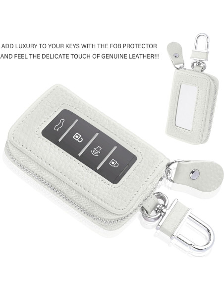 Funda de Llave de Auto SSNNUU Minimalista Cuero Blanco 8.97cm