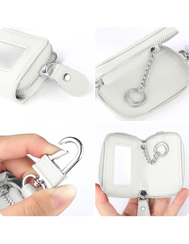Funda de Llave de Auto SSNNUU Minimalista Cuero Blanco 8.97cm