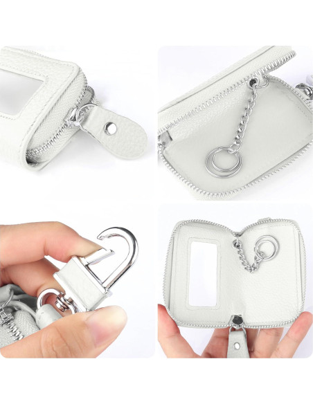 Funda de Llave de Auto SSNNUU Minimalista Cuero Blanco 8.97cm