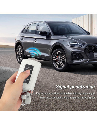 Funda de Llave de Auto SSNNUU Minimalista Cuero Blanco 8.97cm