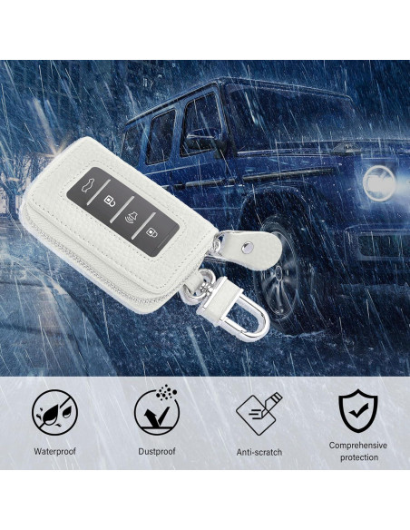 Funda de Llave de Auto SSNNUU Minimalista Cuero Blanco 8.97cm