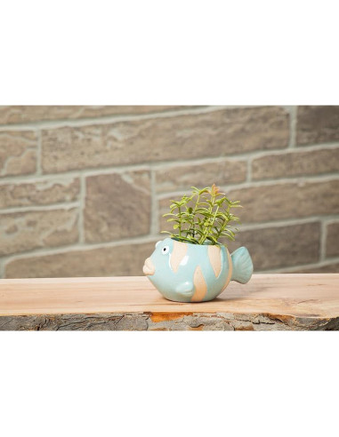 Maceta Cerámica Pez Abbott Collection Azul 5.08 cm H