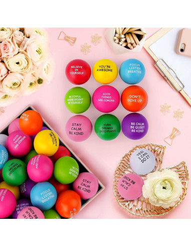 100 Pelotas Antiestrés Motivacionales SHQDD - Alivio Estrés 4 cm