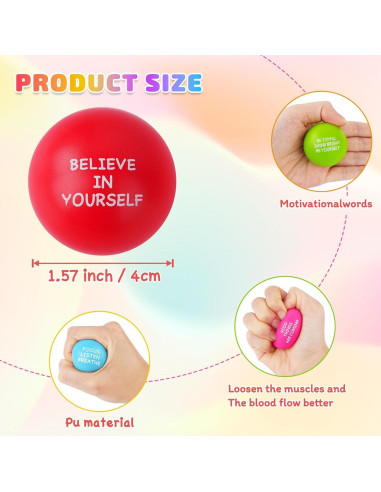 100 Pelotas Antiestrés Motivacionales SHQDD - Alivio Estrés 4 cm