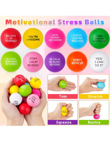 100 Pelotas Antiestrés Motivacionales SHQDD - Alivio Estrés 4 cm