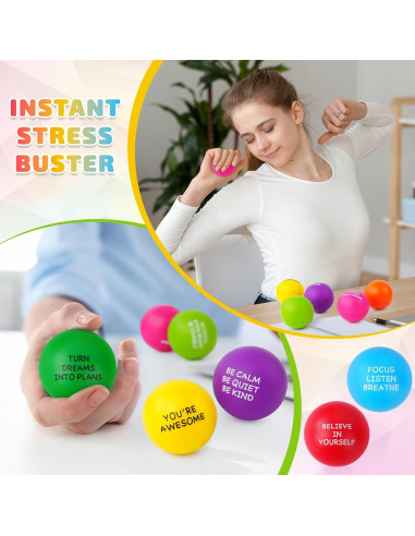 100 Pelotas Antiestrés Motivacionales SHQDD - Alivio Estrés 4 cm